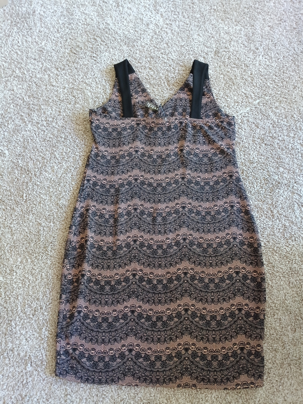 Rouge Helium Black and Blush Lace-Pattern Cutout Sheath Dress - Picture 3 of 6